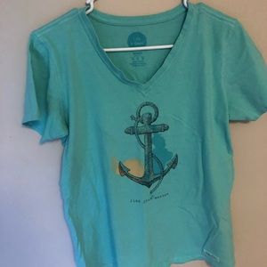 teal find your anchor life is good tee